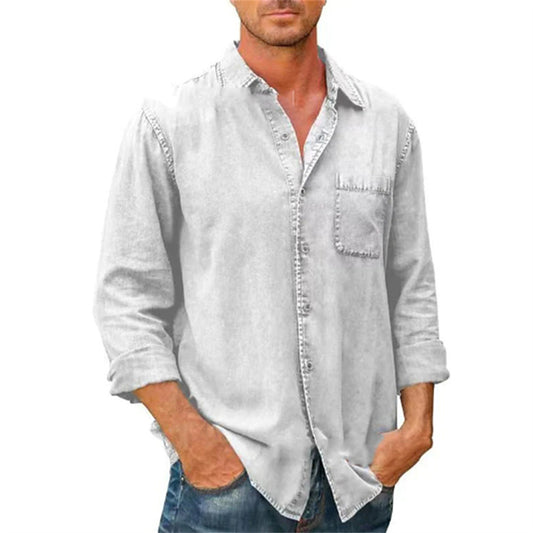 Men's Solid Colour Casual Long Sleeve Button Down Shirt