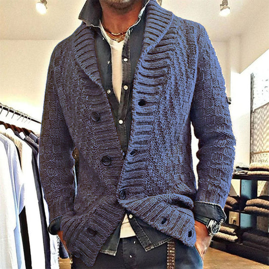 Men's Vintage Lapel Button Knit Cardigan