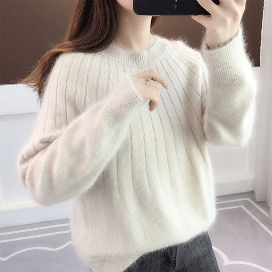 Cashmere Solid Colour Fluffy Knitting Sweater