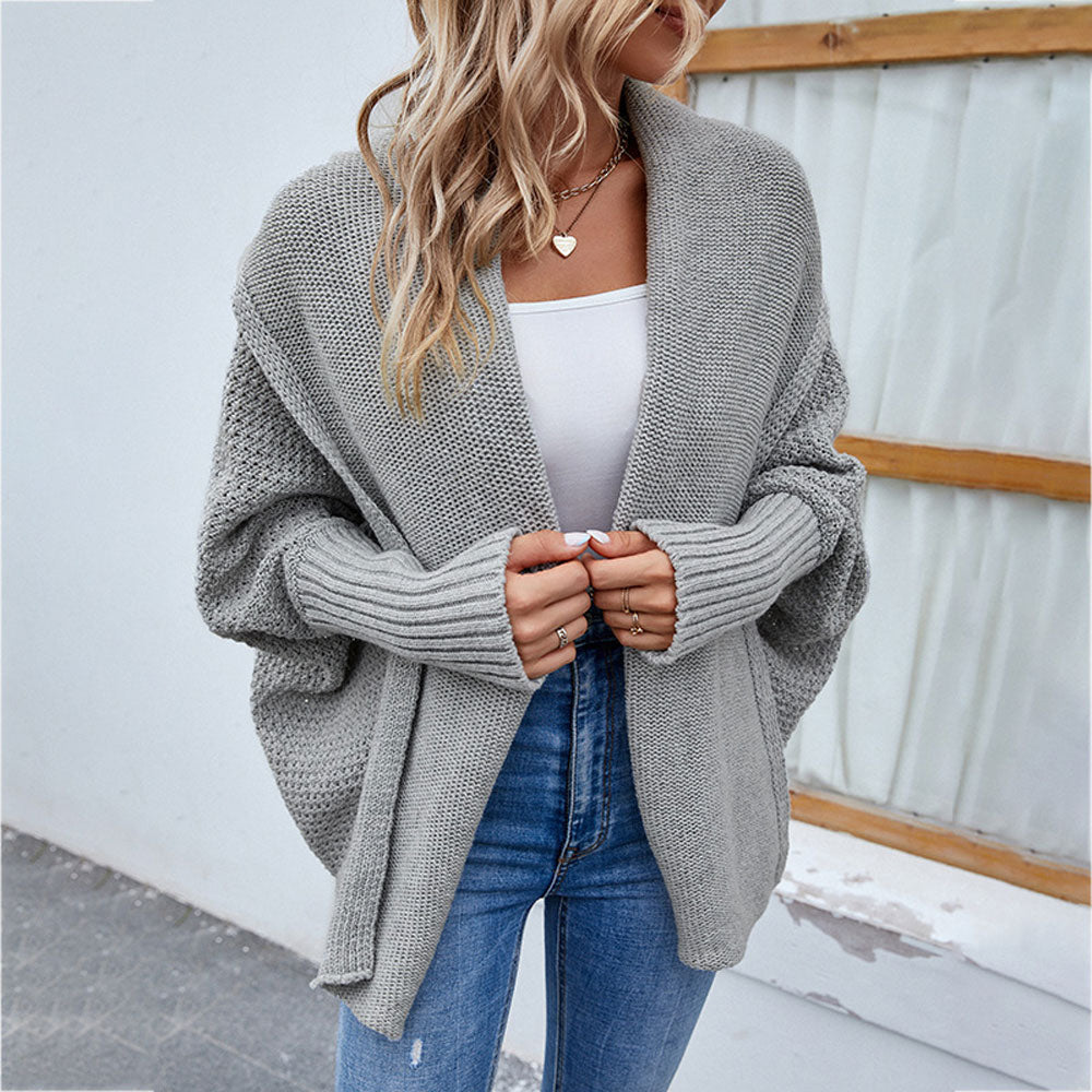 Women's Solid Colour Loose Knit Cardigan