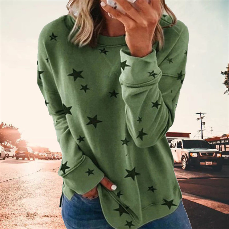 Women's Star Printed Long Sleeve Sweatshirt