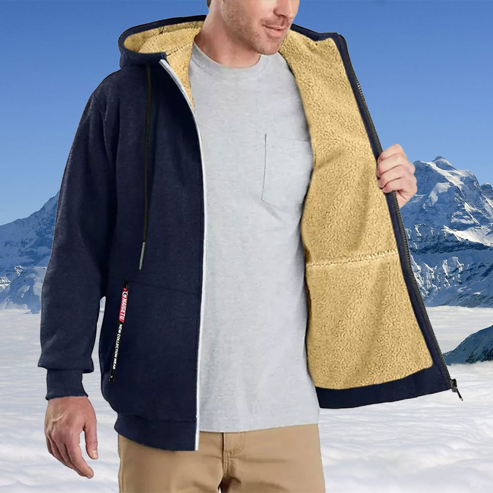 Men's Sherpa Zip Hoodie Loose Sweatshirts Coat