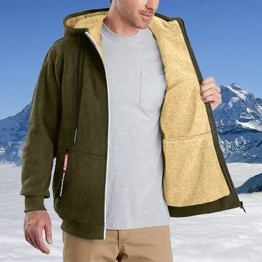 Men's Sherpa Zip Hoodie Loose Sweatshirts Coat