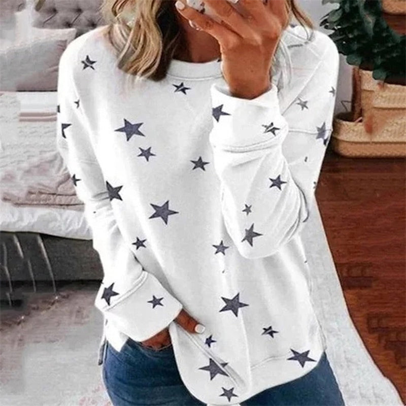 Women's Star Printed Long Sleeve Sweatshirt