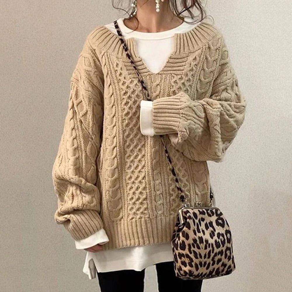 Women‘s Slouchy Cable Knit Sweater