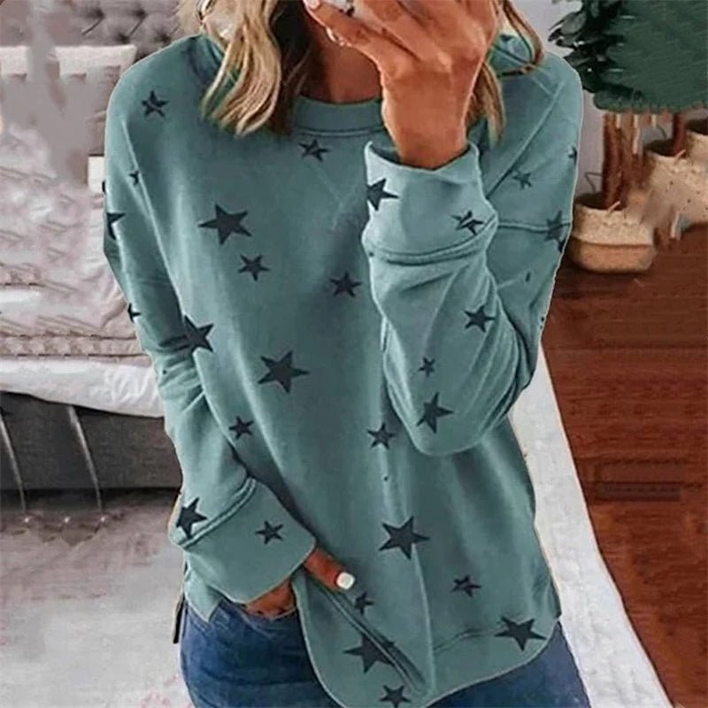 Women's Star Printed Long Sleeve Sweatshirt