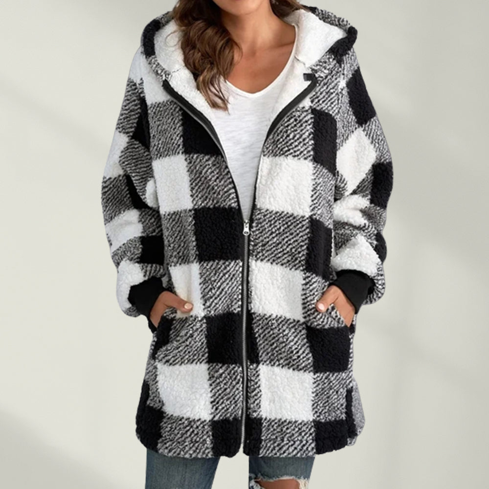 Women's Winter Plaid Hooded Jacket