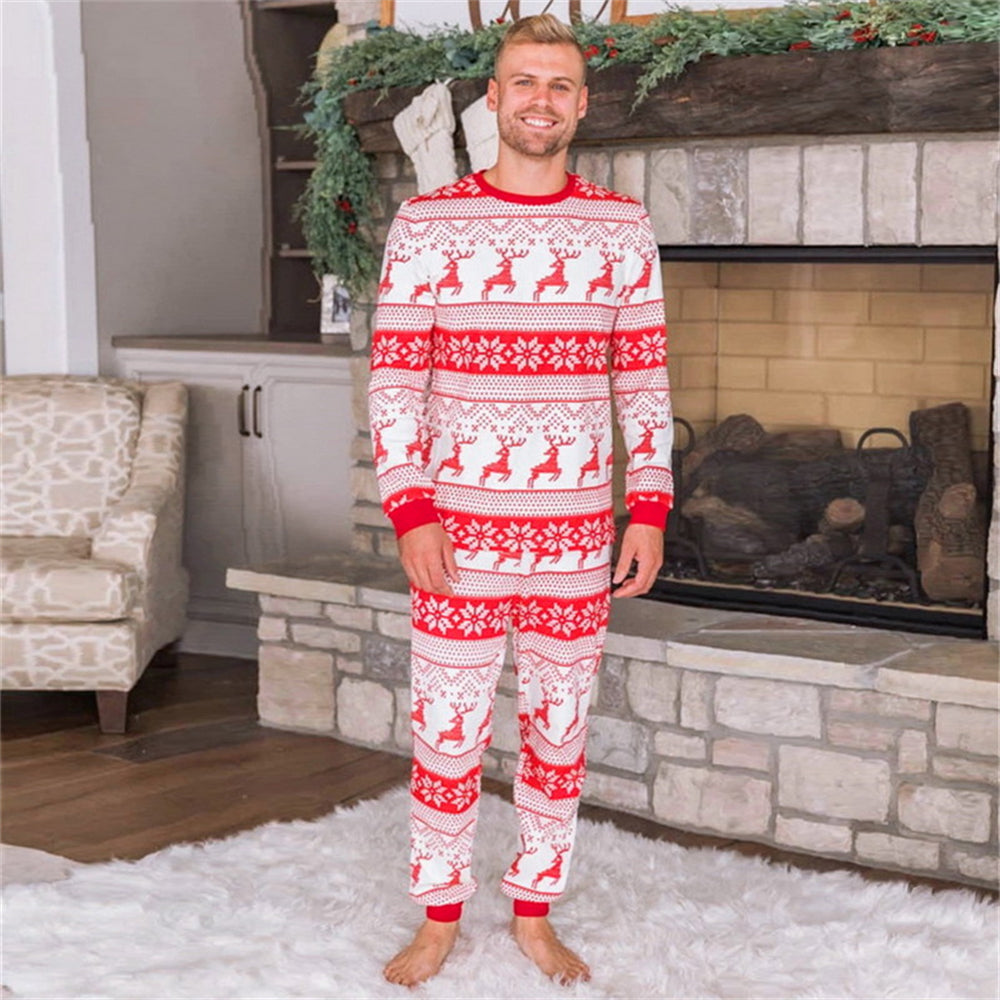Christmas Family Pajamas - Snowflakes & Elk Print