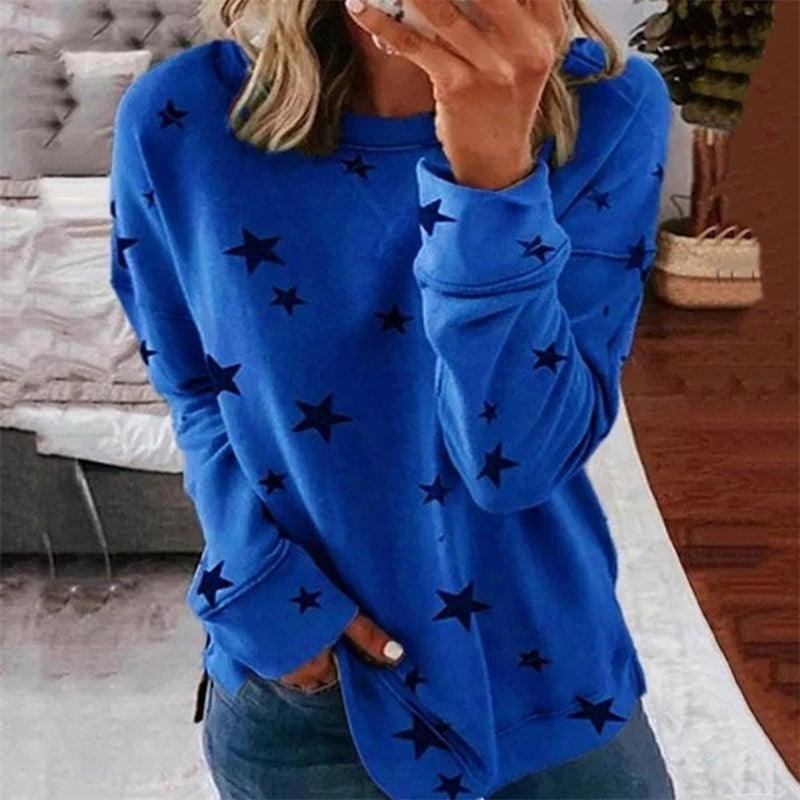 Women's Star Printed Long Sleeve Sweatshirt